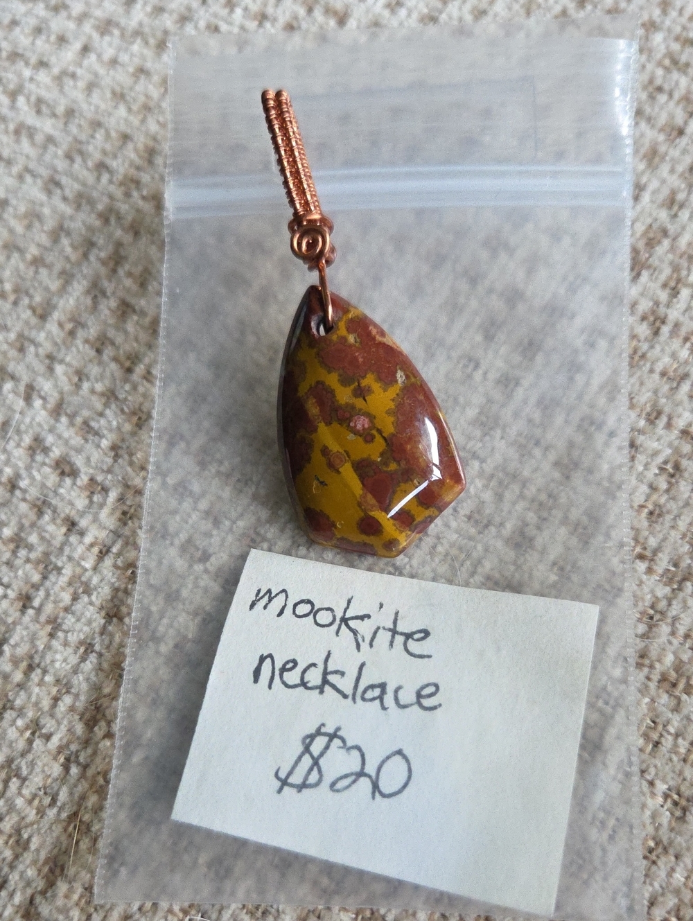 Mookite Teardrop Pendant Necklace in Yellow-Brown